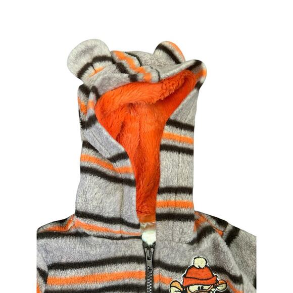 VTG Disney Baby Embroidered Striped Tigger Fleece Hooded Jacket with Ears 6/9 Mo - Picture 3 of 7